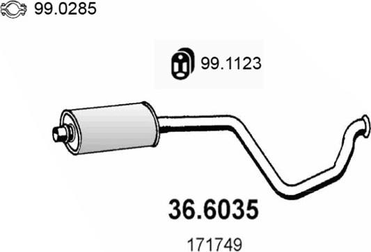 ASSO 36.6035 - Средний глушитель выхлопных газов autosila-amz.com