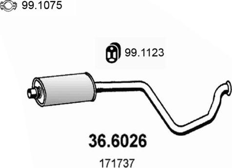 ASSO 36.6026 - Средний глушитель выхлопных газов autosila-amz.com