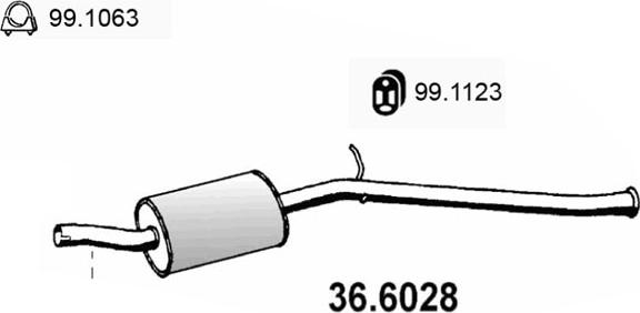 ASSO 36.6028 - Средний глушитель выхлопных газов autosila-amz.com
