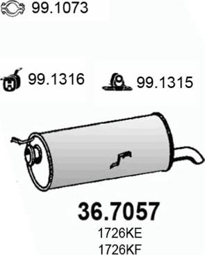 ASSO 36.7057 - Глушитель выхлопных газов, конечный autosila-amz.com