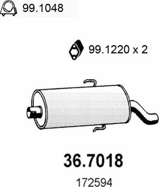 ASSO 36.7018 - Глушитель выхлопных газов, конечный autosila-amz.com