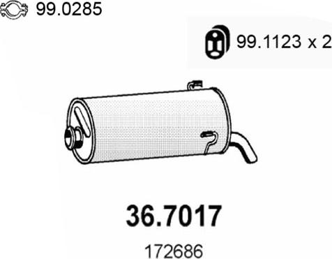 ASSO 36.7017 - Глушитель выхлопных газов, конечный autosila-amz.com