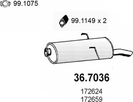 ASSO 36.7036 - Глушитель выхлопных газов, конечный autosila-amz.com