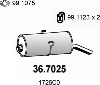 ASSO 36.7025 - Глушитель выхлопных газов, конечный autosila-amz.com