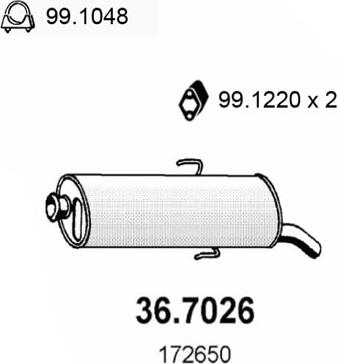 ASSO 36.7026 - Глушитель выхлопных газов, конечный autosila-amz.com