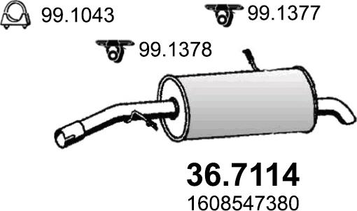 ASSO 36.7114 - Глушитель выхлопных газов, конечный autosila-amz.com