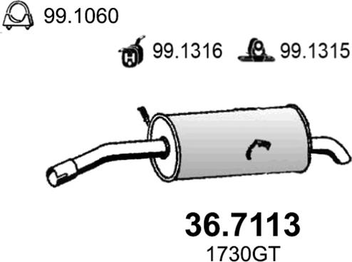 ASSO 36.7113 - Глушитель выхлопных газов, конечный autosila-amz.com