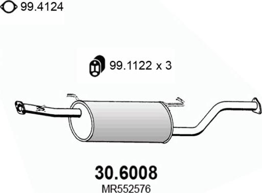 ASSO 30.6008 - Средний глушитель выхлопных газов autosila-amz.com