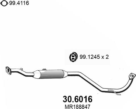 ASSO 30.6016 - Средний глушитель выхлопных газов autosila-amz.com