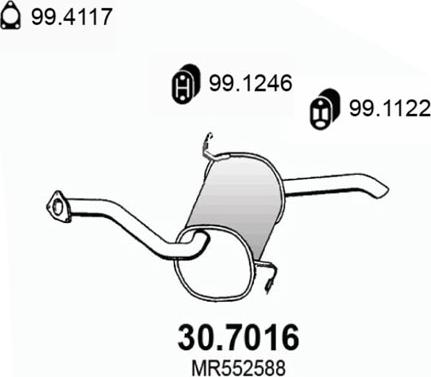 ASSO 30.7016 - Глушитель выхлопных газов, конечный autosila-amz.com