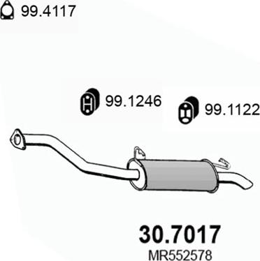 ASSO 30.7017 - Глушитель выхлопных газов, конечный autosila-amz.com