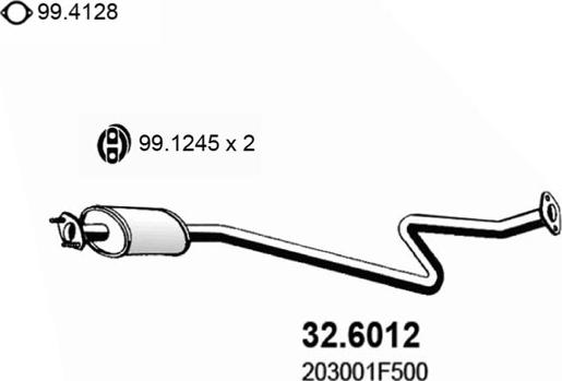 ASSO 32.6012 - Средний глушитель выхлопных газов autosila-amz.com