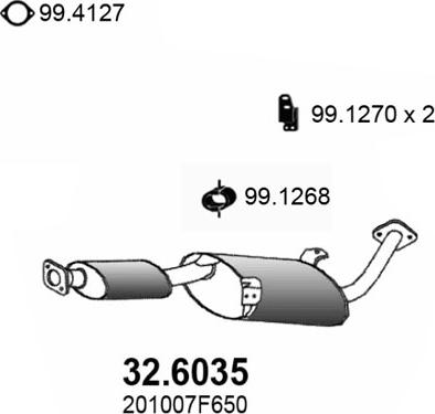 ASSO 32.6035 - Средний глушитель выхлопных газов autosila-amz.com