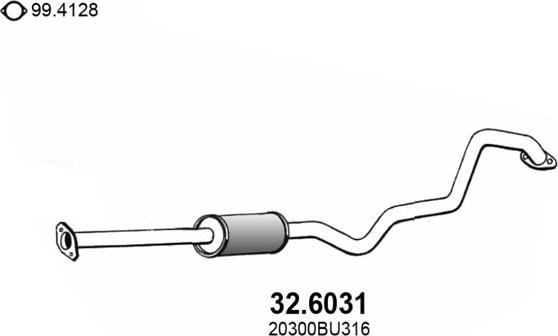 ASSO 32.6031 - Средний глушитель выхлопных газов autosila-amz.com
