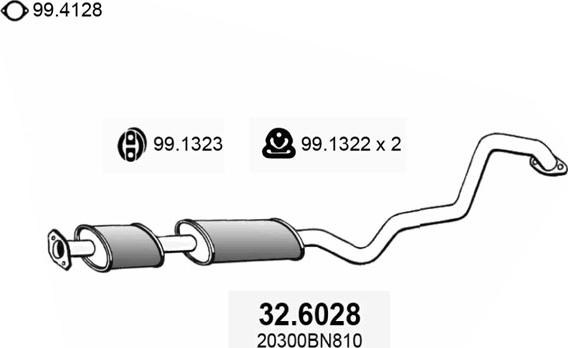 ASSO 32.6028 - Средний глушитель выхлопных газов autosila-amz.com