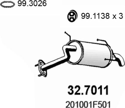 ASSO 32.7011 - Глушитель выхлопных газов, конечный autosila-amz.com