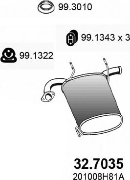 ASSO 32.7035 - Глушитель выхлопных газов, конечный autosila-amz.com