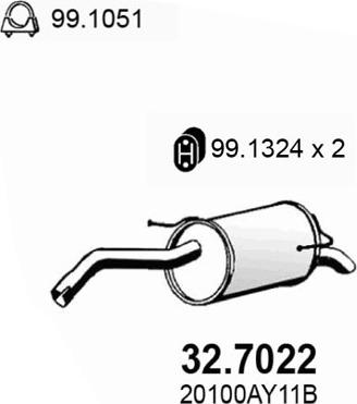 ASSO 32.7022 - Глушитель выхлопных газов, конечный autosila-amz.com