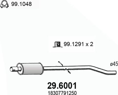 ASSO 29.6001 - Средний глушитель выхлопных газов autosila-amz.com