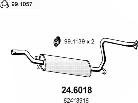 ASSO 24.6018 - Средний глушитель выхлопных газов autosila-amz.com