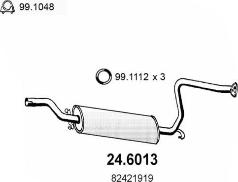 ASSO 24.6013 - Средний глушитель выхлопных газов autosila-amz.com