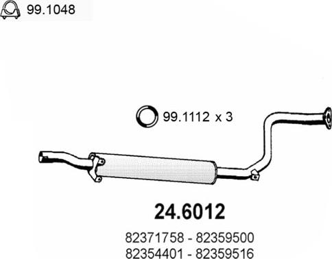 ASSO 24.6012 - Средний глушитель выхлопных газов autosila-amz.com
