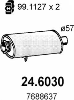 ASSO 24.6030 - Средний глушитель выхлопных газов autosila-amz.com