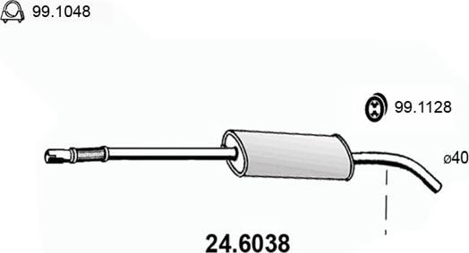 ASSO 24.6038 - Средний глушитель выхлопных газов autosila-amz.com