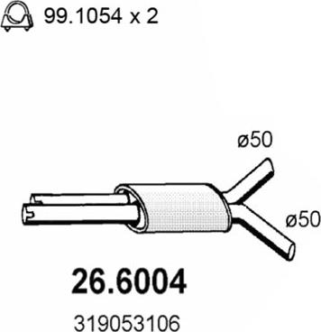 ASSO 26.6004 - Средний глушитель выхлопных газов autosila-amz.com