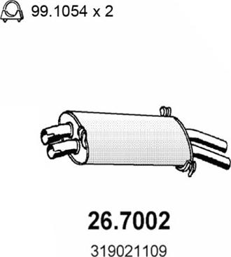ASSO 26.7002 - Глушитель выхлопных газов, конечный autosila-amz.com