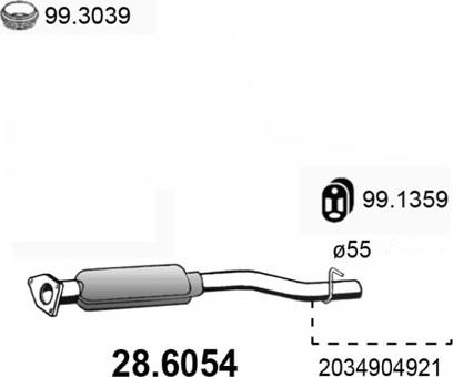 ASSO 28.6054 - Средний глушитель выхлопных газов autosila-amz.com