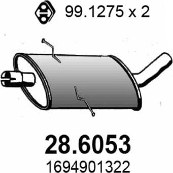 ASSO 28.6053 - Средний глушитель выхлопных газов autosila-amz.com