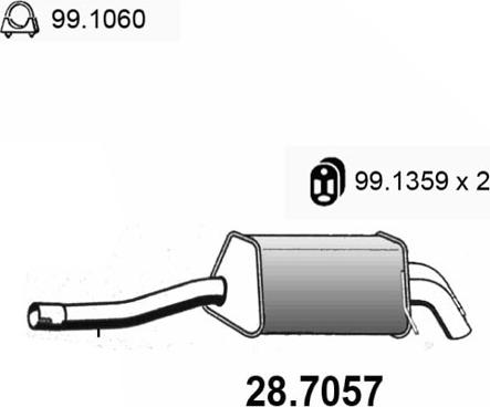 ASSO 28.7057 - Глушитель выхлопных газов, конечный autosila-amz.com