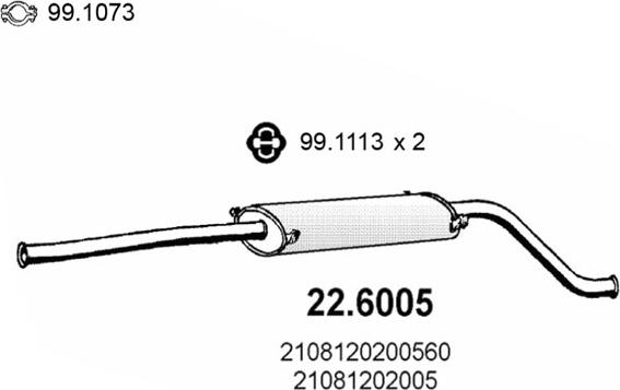 ASSO 22.6005 - Средний глушитель выхлопных газов autosila-amz.com