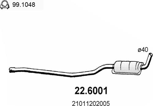ASSO 22.6001 - Средний глушитель выхлопных газов autosila-amz.com