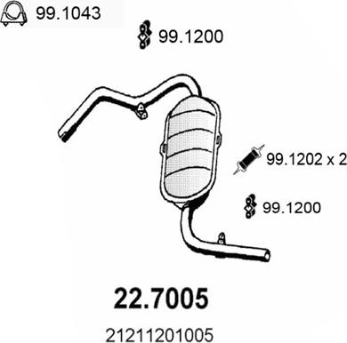 ASSO 22.7005 - Глушитель выхлопных газов, конечный autosila-amz.com