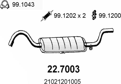 ASSO 22.7003 - Глушитель выхлопных газов, конечный autosila-amz.com