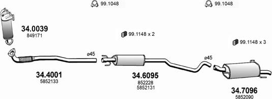 ASSO ART1717 - Система выпуска ОГ autosila-amz.com