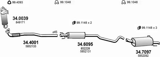 ASSO ART1721 - Система выпуска ОГ autosila-amz.com