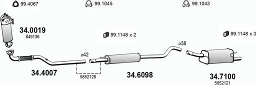 ASSO ART1722 - Система выпуска ОГ autosila-amz.com