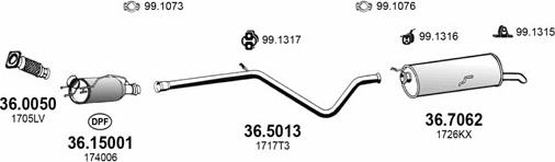 ASSO ART3913 - Система выпуска ОГ autosila-amz.com