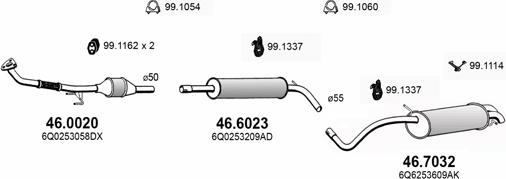 ASSO ART3645 - Система выпуска ОГ autosila-amz.com