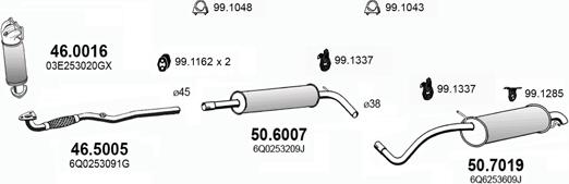 ASSO ART3639 - Система выпуска ОГ autosila-amz.com