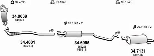 ASSO ART3105 - Система выпуска ОГ autosila-amz.com