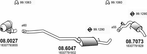 ASSO ART3184 - Система выпуска ОГ autosila-amz.com