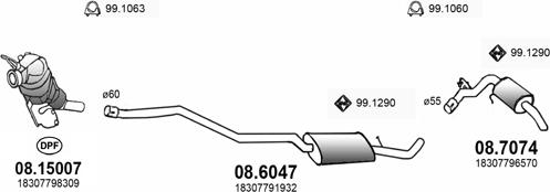 ASSO ART3188 - Система выпуска ОГ autosila-amz.com