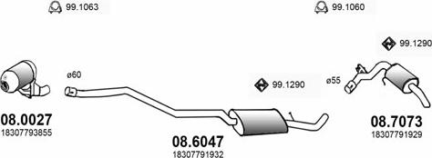 ASSO ART3187 - Система выпуска ОГ autosila-amz.com