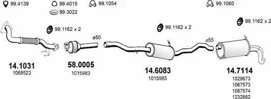 ASSO ART3800 - Система выпуска ОГ autosila-amz.com