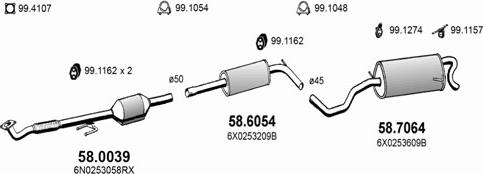 ASSO ART2584 - Система выпуска ОГ autosila-amz.com