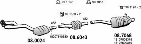 ASSO ART2768 - Система выпуска ОГ autosila-amz.com